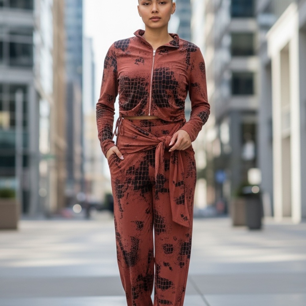 Elegant Women's Rust and Black Jumpsuit